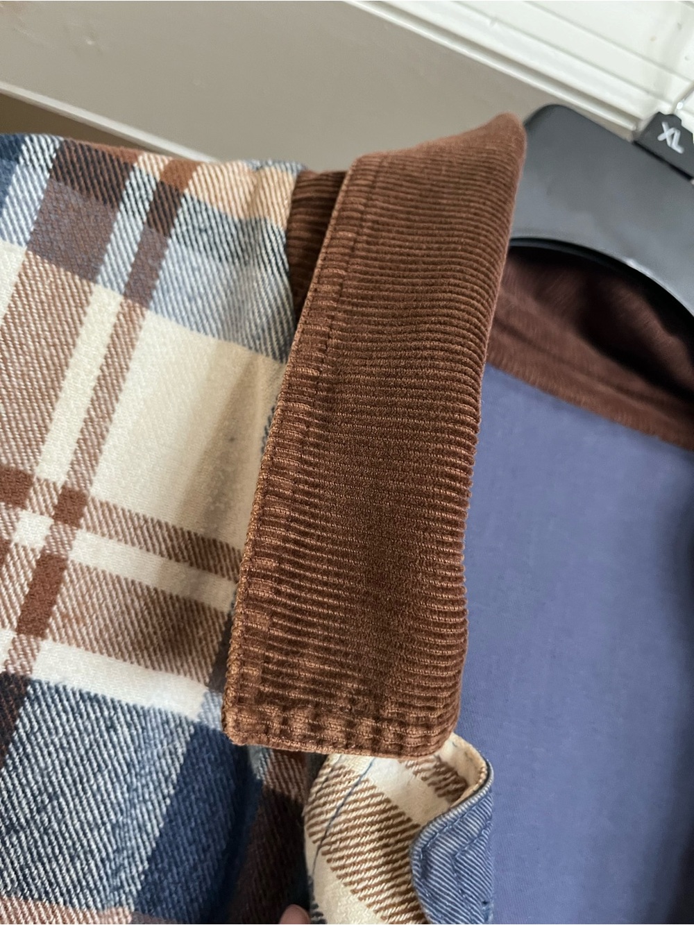 Vintage Barn Jacket with Corduroy Collar - Brown & Navy - Picture 3 of 6